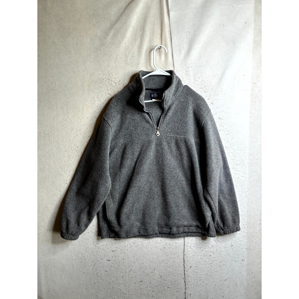 Lands’ End Sherpa Fleece Sweater Womens Medium 10-12 Gray Quarter Zip Pullover